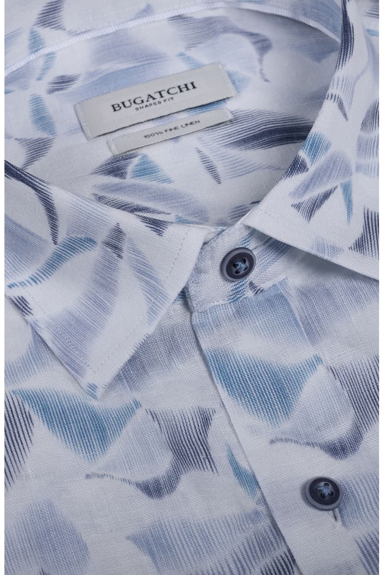 Julian Shaped Fit Abstract Print Linen Button-Up Shirt, Alternate, color, AIR BLUE