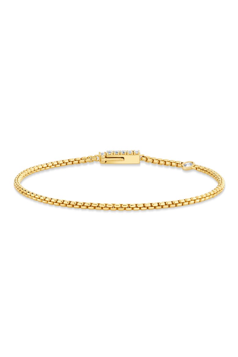 Layer Up Rounded Box Chain Bracelet, Main, color, 18KT YELLOW GOLD / CLEAR STONE