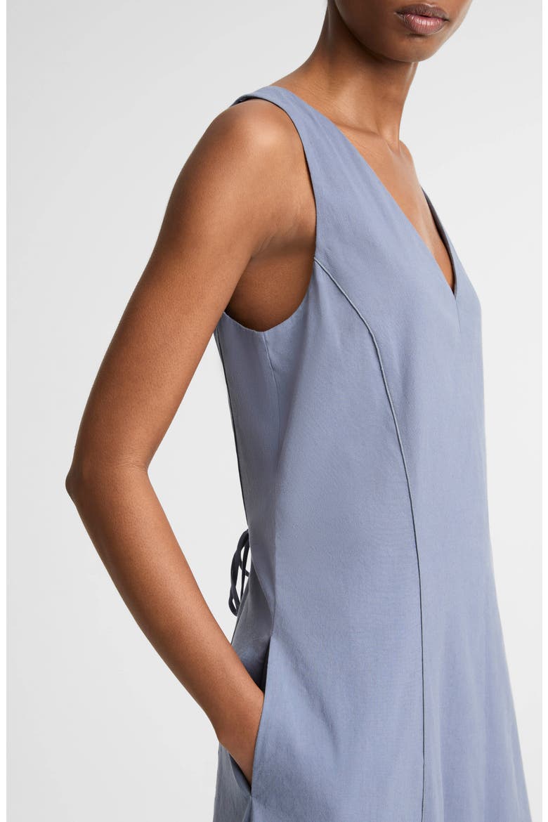 Tie Back Sleeveless Linen Blend Maxi Dress, Alternate, color, AZUL