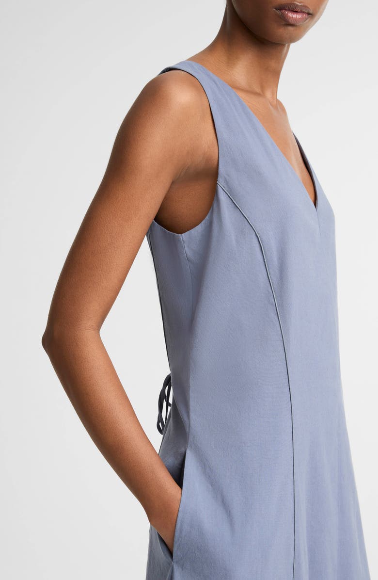 Vince Tie Back Sleeveless Linen Blend Maxi Dress, Alternate, color, Azul