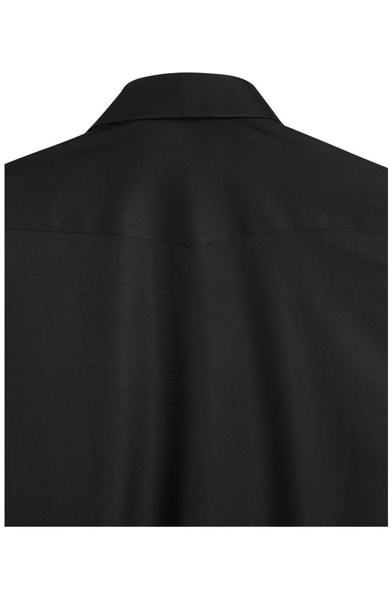 Trim Fit Black Cotton Twill Button-Up Western Shirt, Alternate, color, BLACK