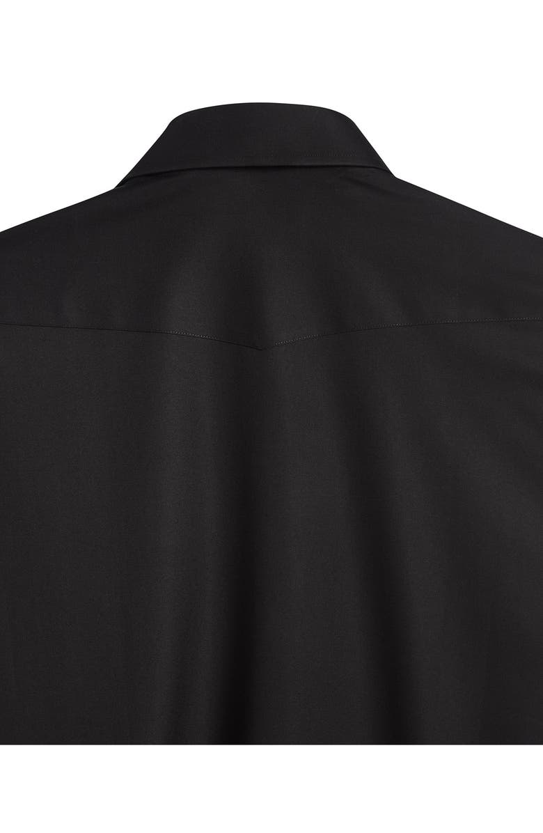 David Donahue Trim Fit Black Cotton Twill Button-Up Western Shirt, Alternate, color, Black