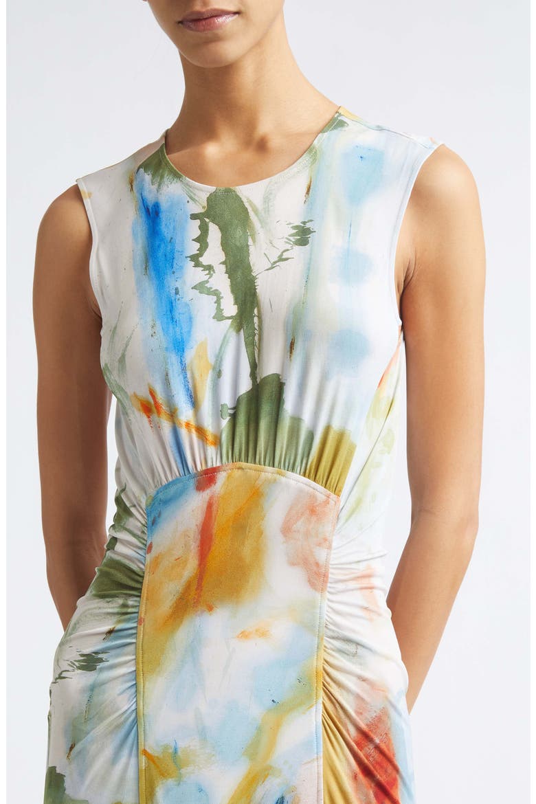 Lana Ruched Sleeveless Silk Maxi Dress, Alternate, color, WESTERN DREAM