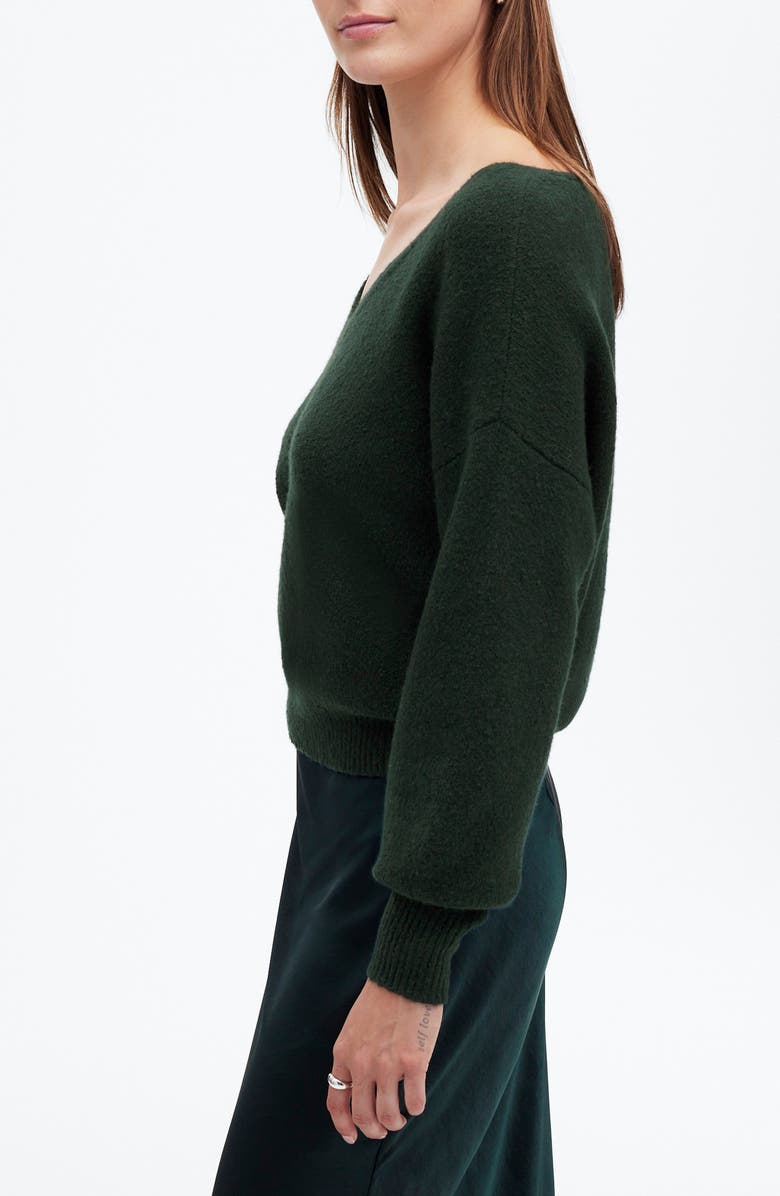 Madewell V-Neck Wedge Sweater, Alternate, color, Luxury Forest