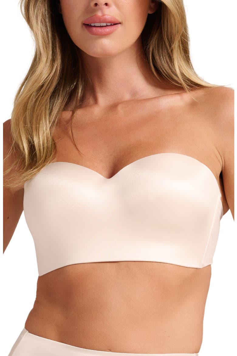 Smooth Satin Foam Bustier, Main, color, Champagne