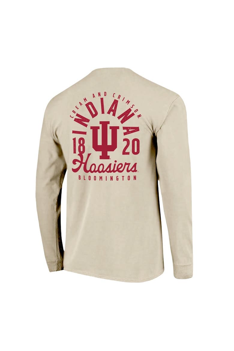 Men's Natural Indiana Hoosiers Comfort Colors Mascot Overlay Long Sleeve T-Shirt, Alternate, color, Natural
