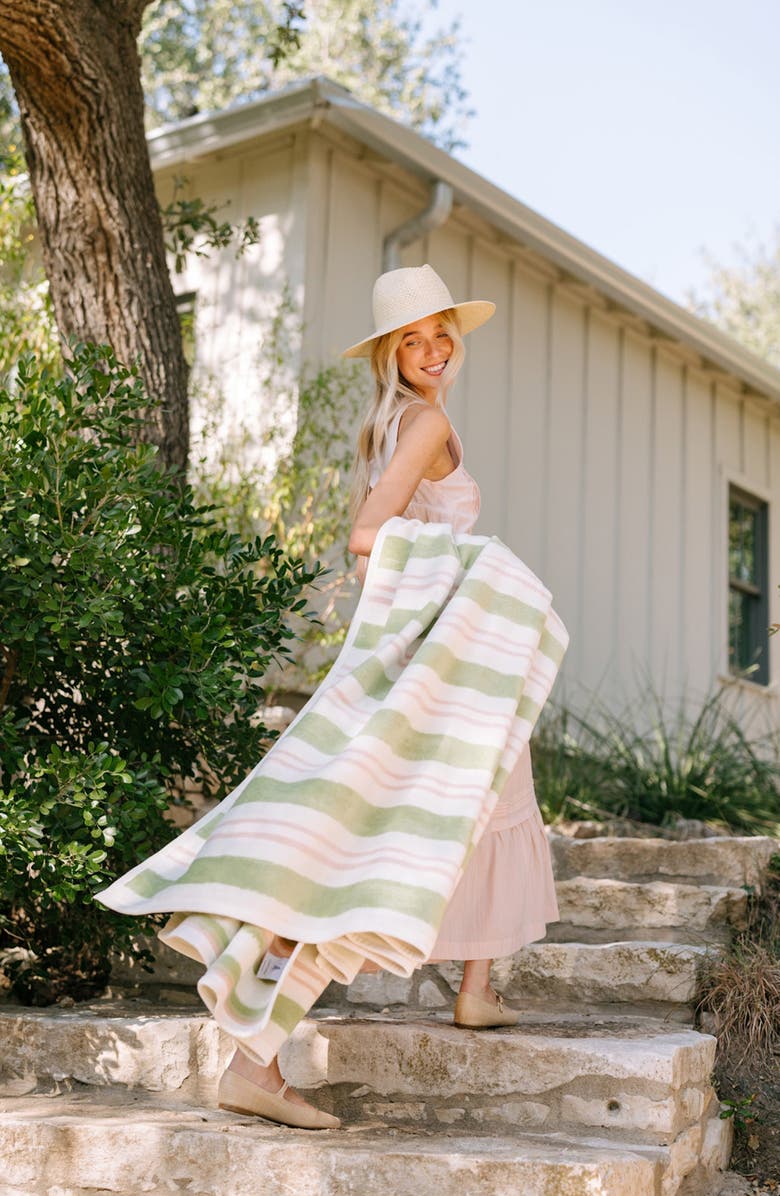 ChappyWrap Watercolor Stripe Throw Blanket, Alternate, color, Green