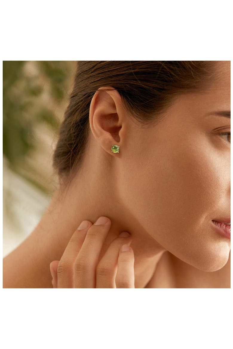 Sterling Silver Round Peridot Stud Earrings, Alternate, color, GREEN