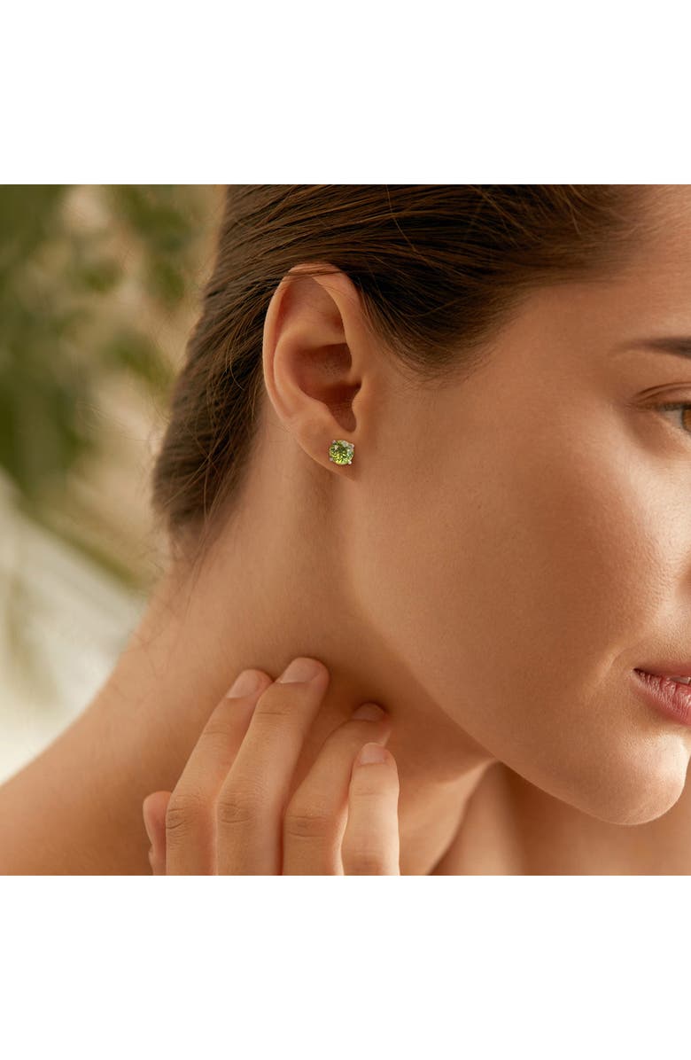 DELMAR Sterling Silver Round Peridot Stud Earrings, Alternate, color, Green