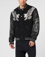PHILIPP PLEIN Composed Varsity Bomber Tattoo Strass Men