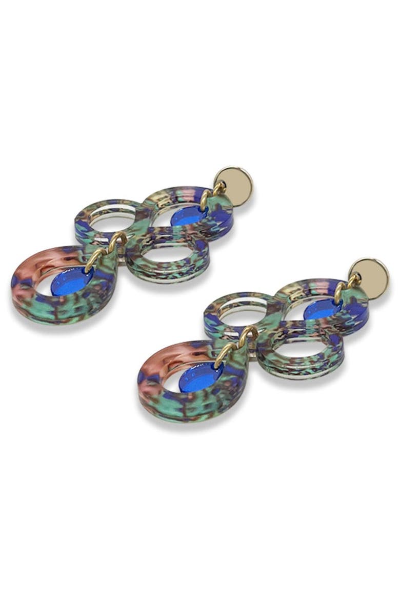 Petite Batik Earrings - Blue Splatter & Blue Mirror, Alternate, color, Blue Splatter & Blue Mirror