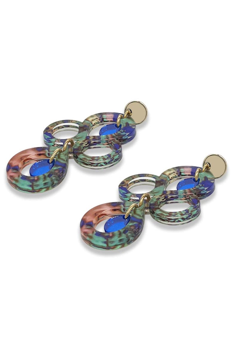 Toolally Petite Batik Earrings - Blue Splatter & Blue Mirror, Alternate, color, Blue Splatter & Blue Mirror