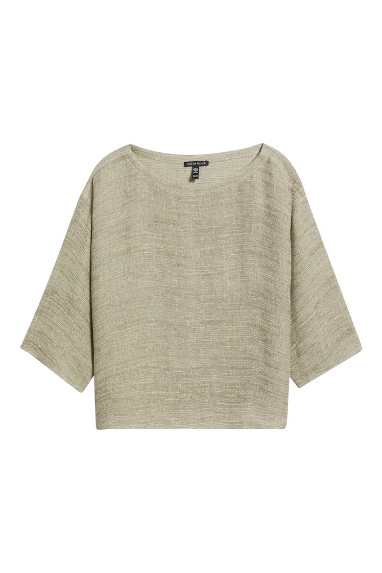 Bateau Neck Organic Linen Blend Top, Alternate, color, NATURAL WHITE