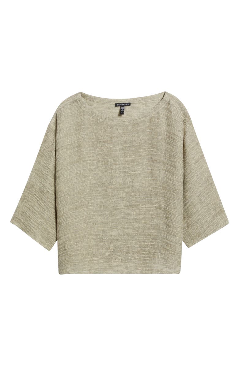 Eileen Fisher Bateau Neck Organic Linen Blend Top, Alternate, color, Natural White