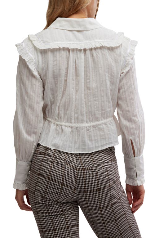 Free People Daybreak Ruffle Cotton Shirt In Optic White