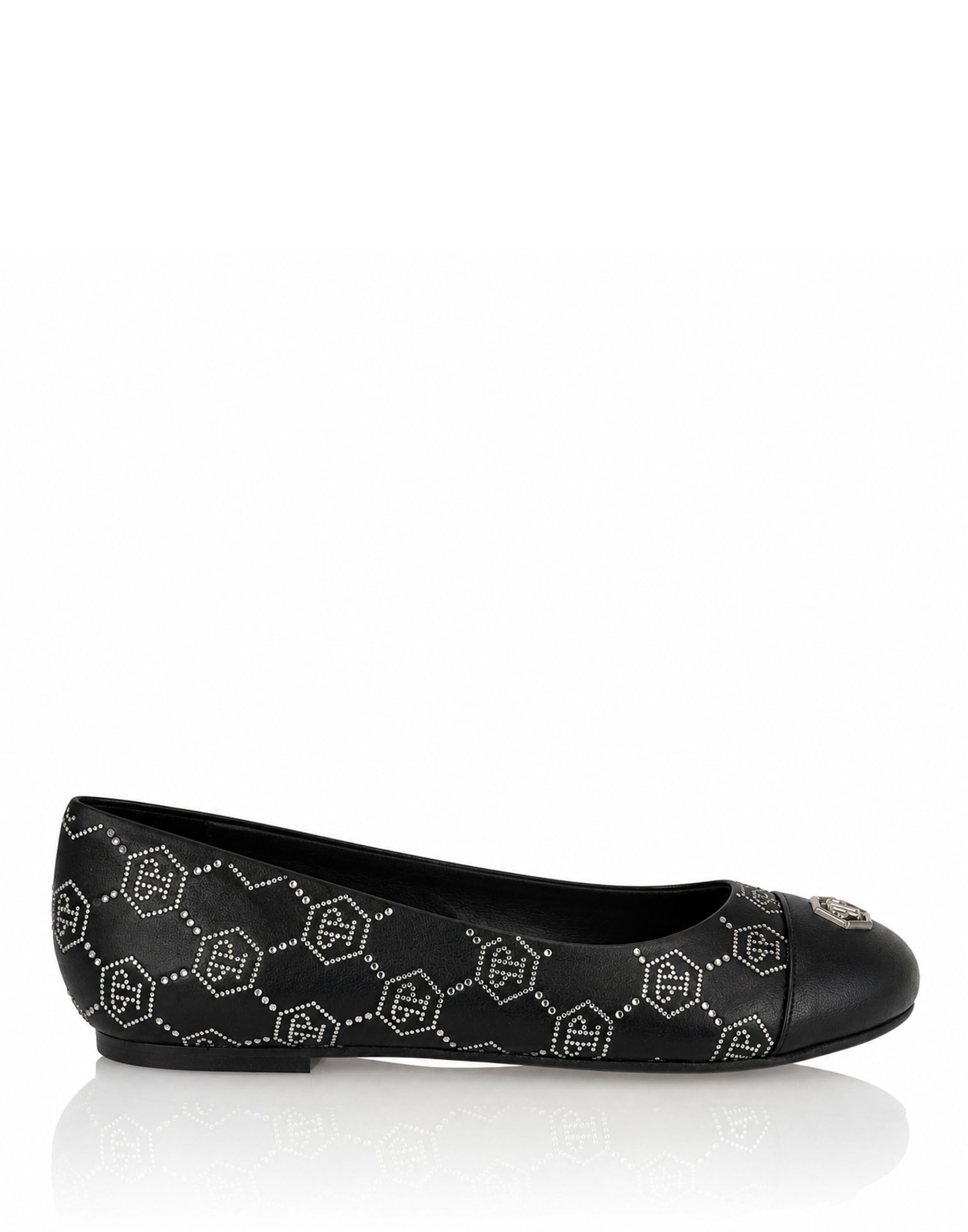 Nappa Leather Ballerina Flats Monogram Strass Women, Alternate, color, black
