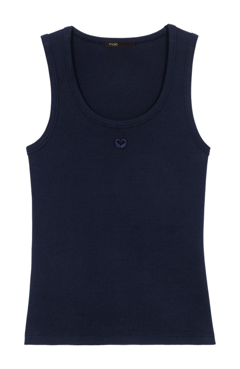 maje Rib knit tank top, Alternate, color, Navy