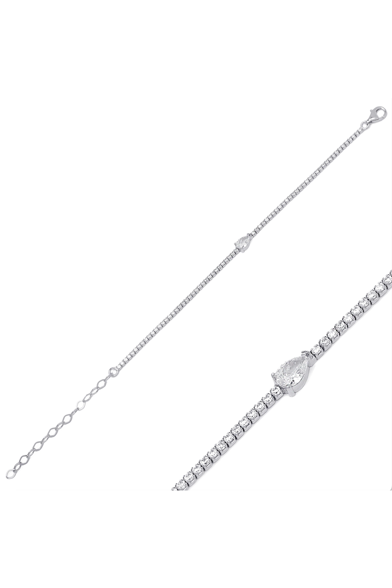 Pear Drop Tennis Bracelet, Alternate, color, Silver
