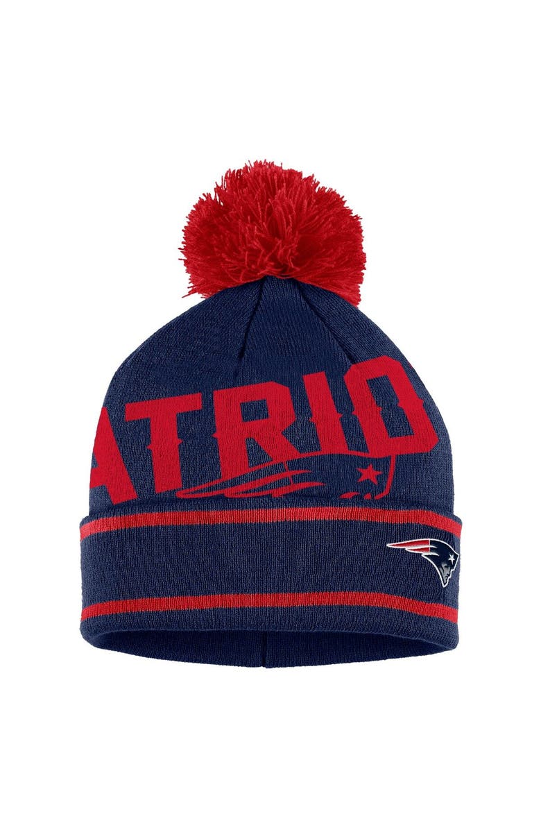 WEAR by Erin Andrews Women's WEAR by Erin Andrews Navy New England Patriots Double Jacquard Cuffed Knit Hat with Pom and Gloves Set, Alternate, color, Navy