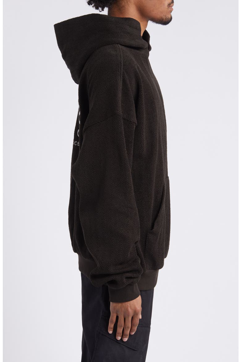 West Herringbone Graphic Cotton Hoodie, Alternate, color, BLACK