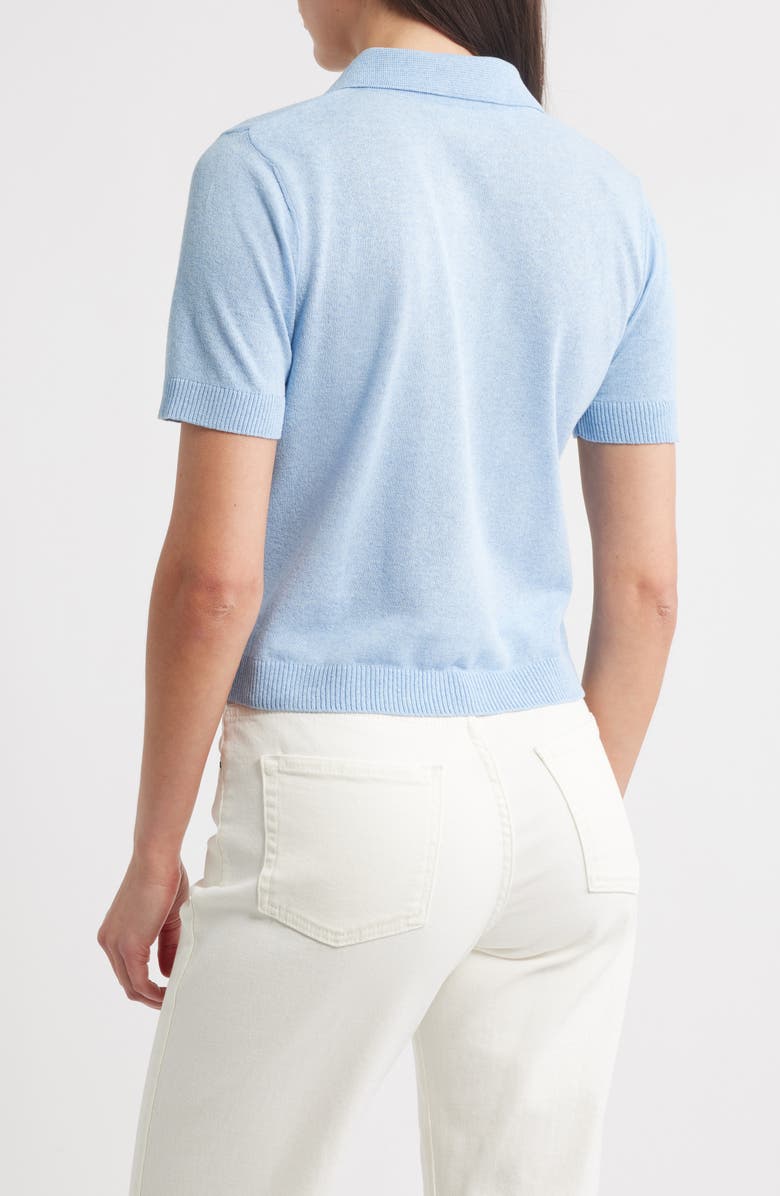 MANGO Cielo Short Sleeve Polo Sweater, Alternate, color, Blue