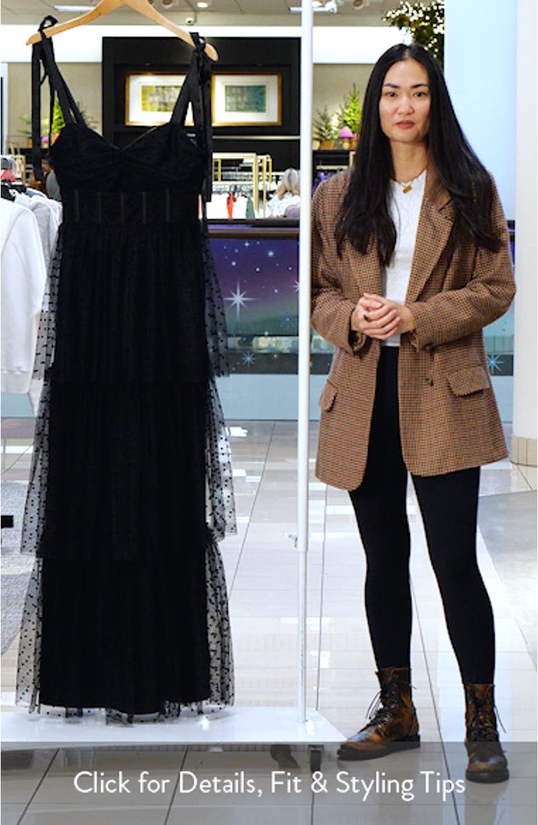 Billie Swiss Dot Tiered Maxi Cocktail Dress, sales video thumbnail