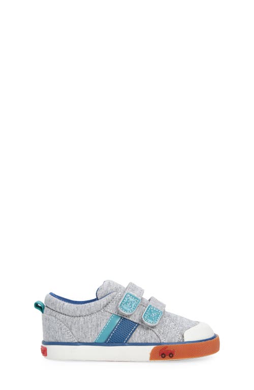 See Kai Run Kids' Russell Sneaker In Gray Jersey/blue