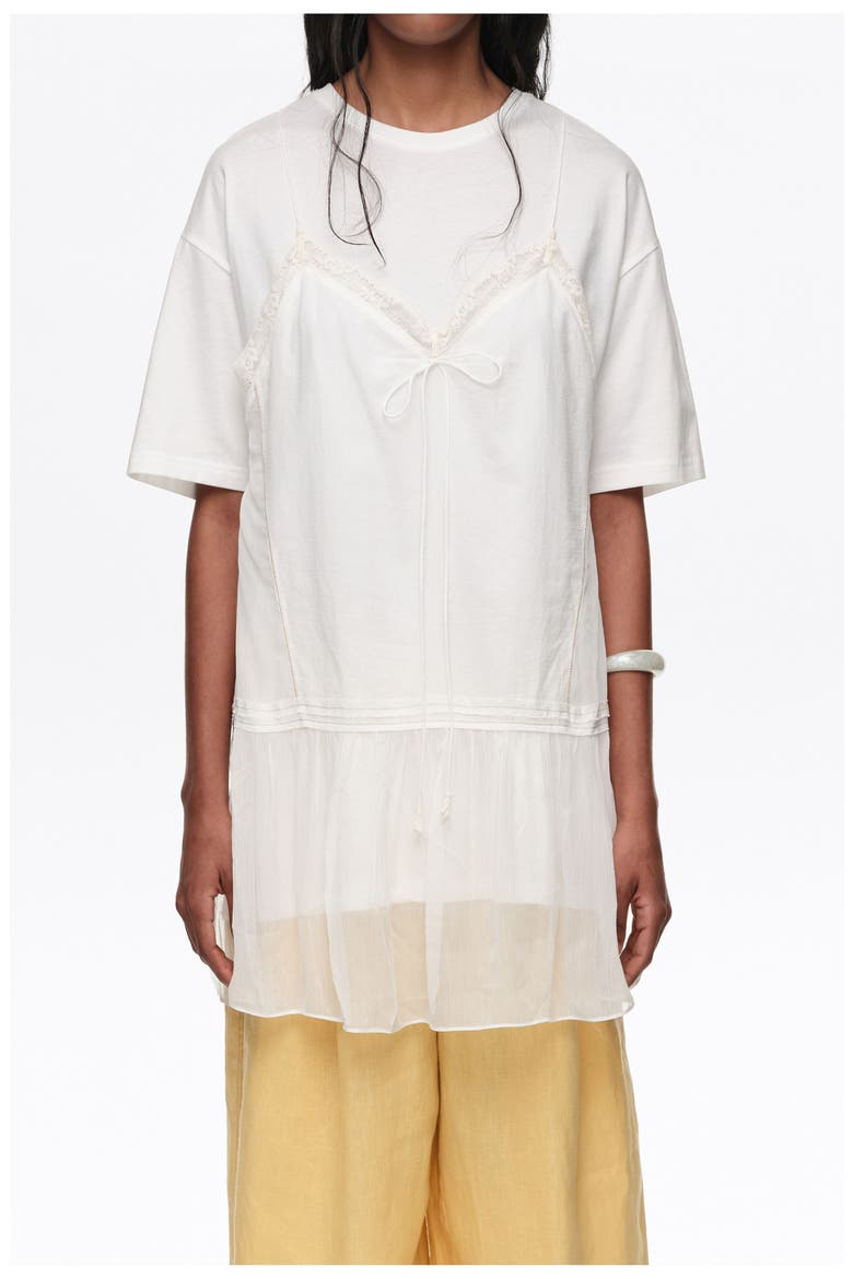 Fluid Layered T-Shirt Top, Main, color, IVORY