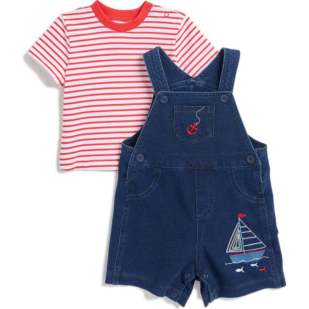 Little Me Baby Boys 2-pc. Stripe T-shirt & Sailboat Shortall Set