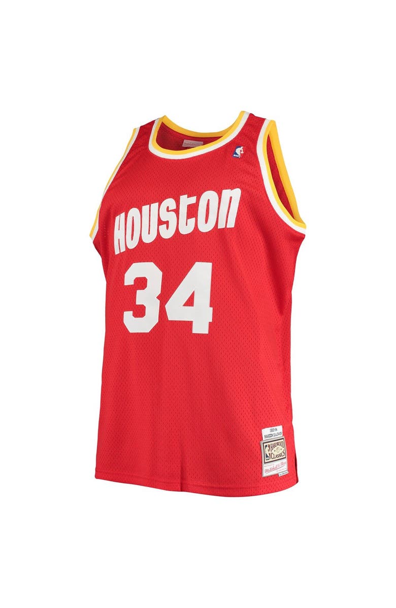 Mitchell & Ness Men's Mitchell & Ness Hakeem Olajuwon Red Houston Rockets 1993/94 Big & Tall Hardwood Classics Swingman Jersey, Alternate, color, Red