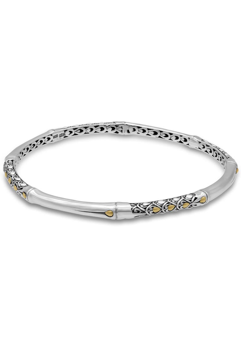 Slide-on Bangle Bracelet in Sterling Silver and 18K Gold Accents, Alternate, color, Silver