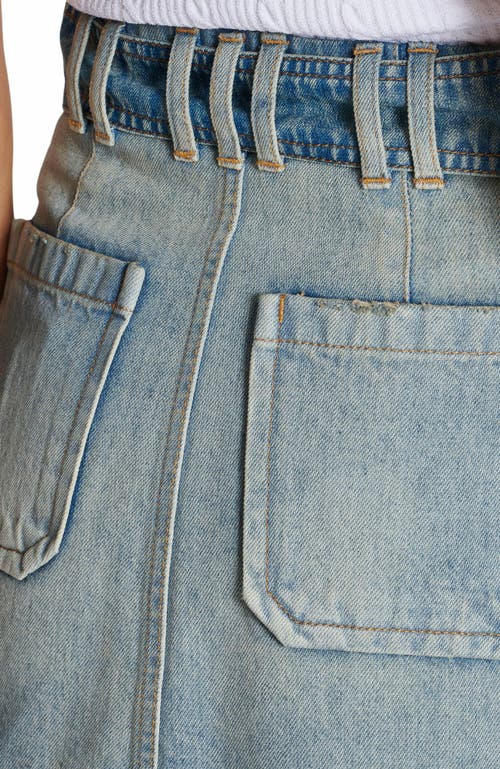 Balmain Denim Skirt With Pockets In Blue