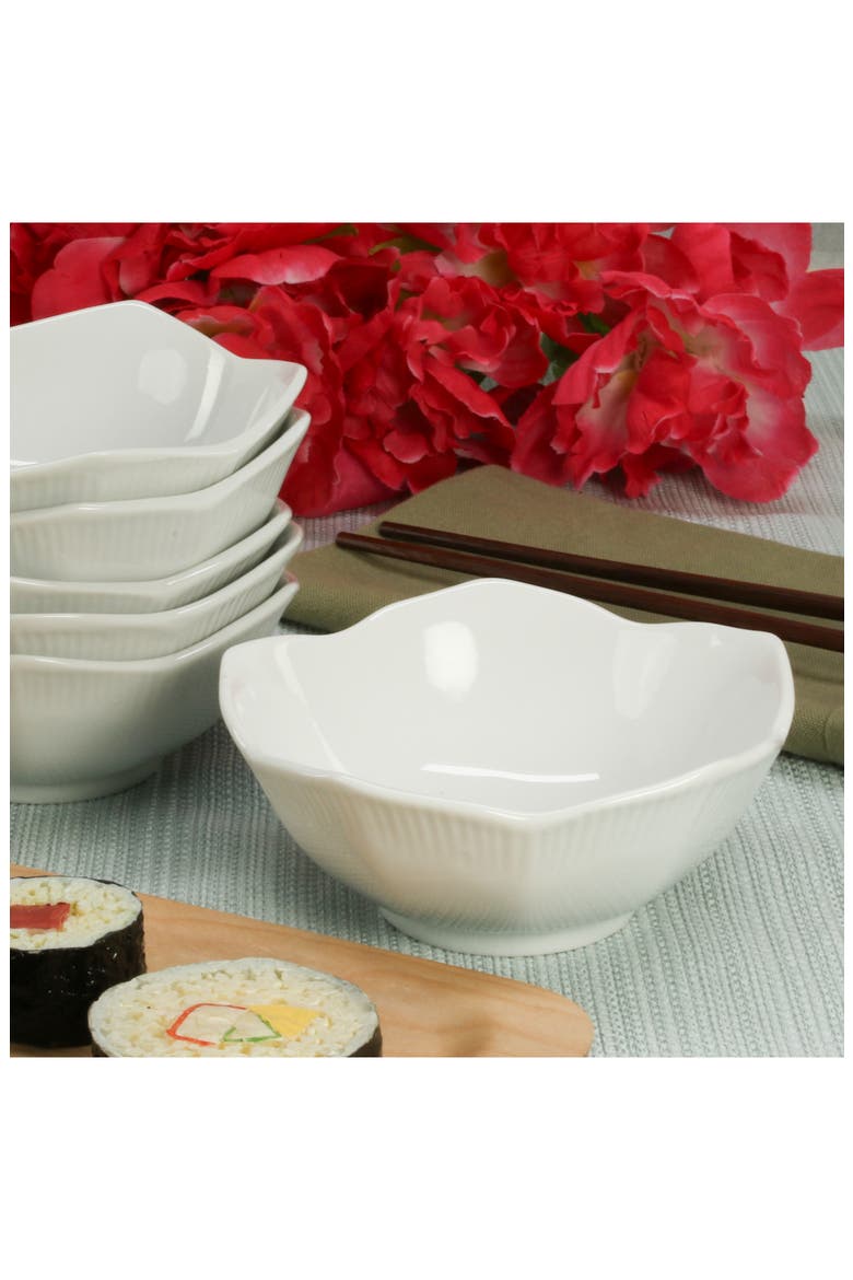 Set of 6 Lotus Bowls, Alternate, color, WHITE