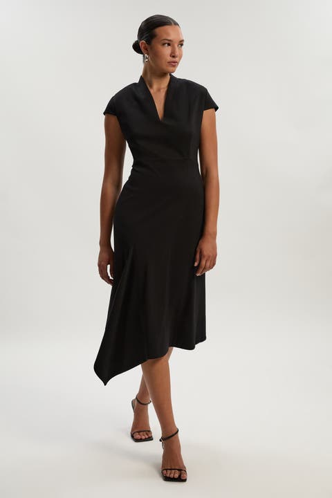Ponte V-Neck Midi Dress