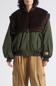 Sea NY Marta Genuine Shearling Combo Bomber Jacket