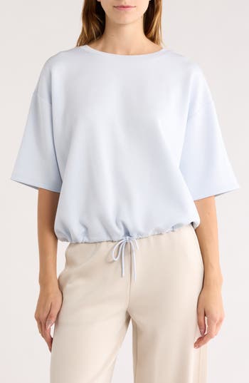 Z By Zella Whisper Drawstring Hem Knit Top In Blue
