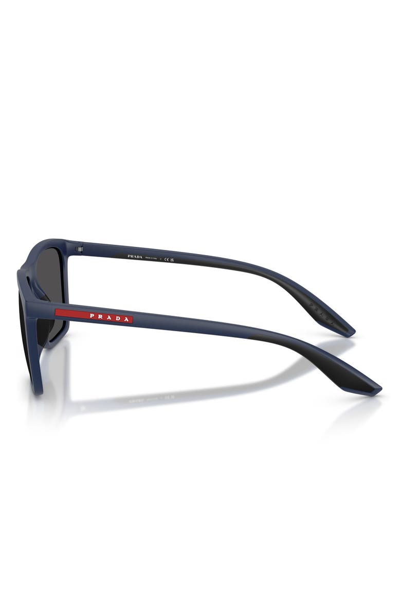 Prada Linea Rossa 56mm Pillow Sunglasses, Alternate, color, Matte Blue / Dark Grey