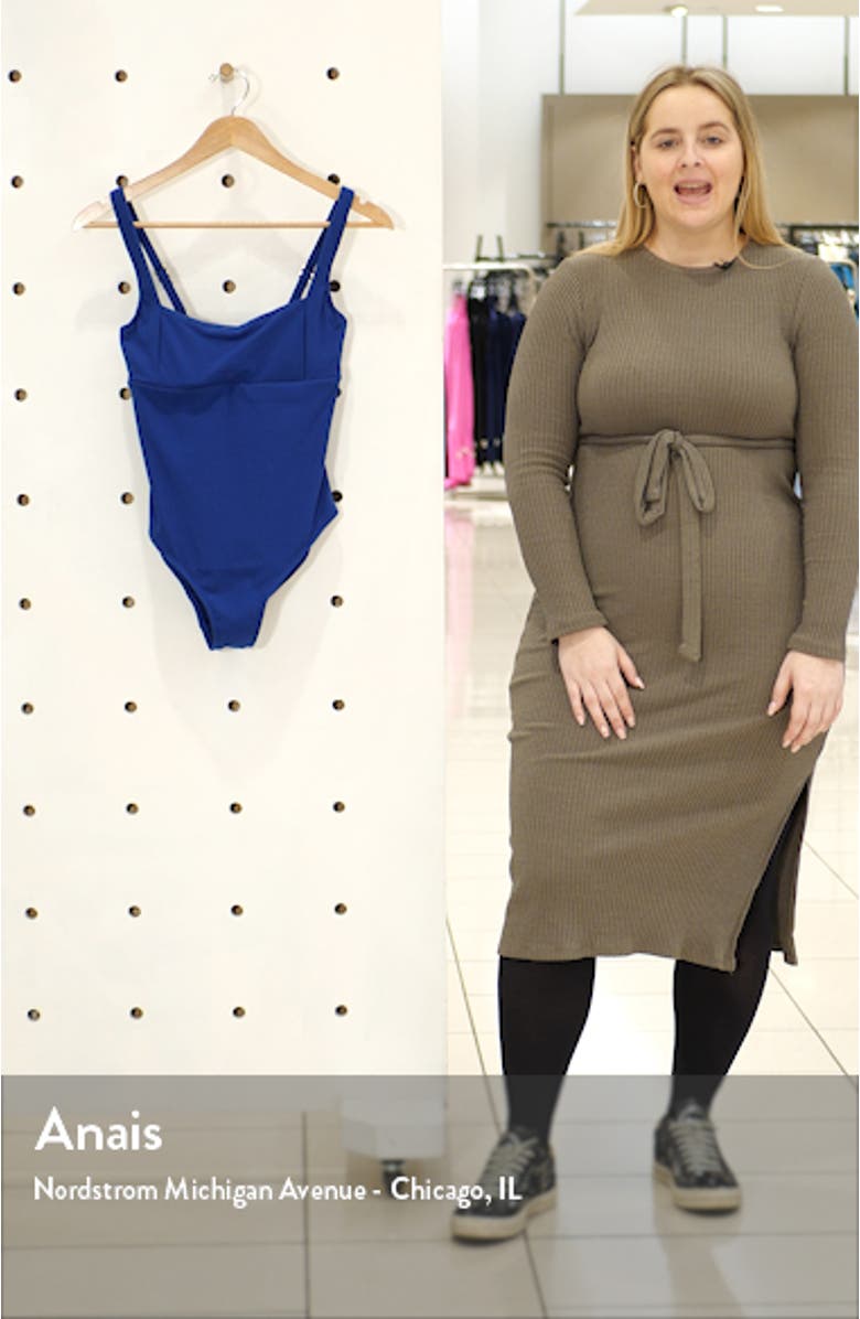 Square Neck Ribbed One-Piece Swimsuit, sales video thumbnail