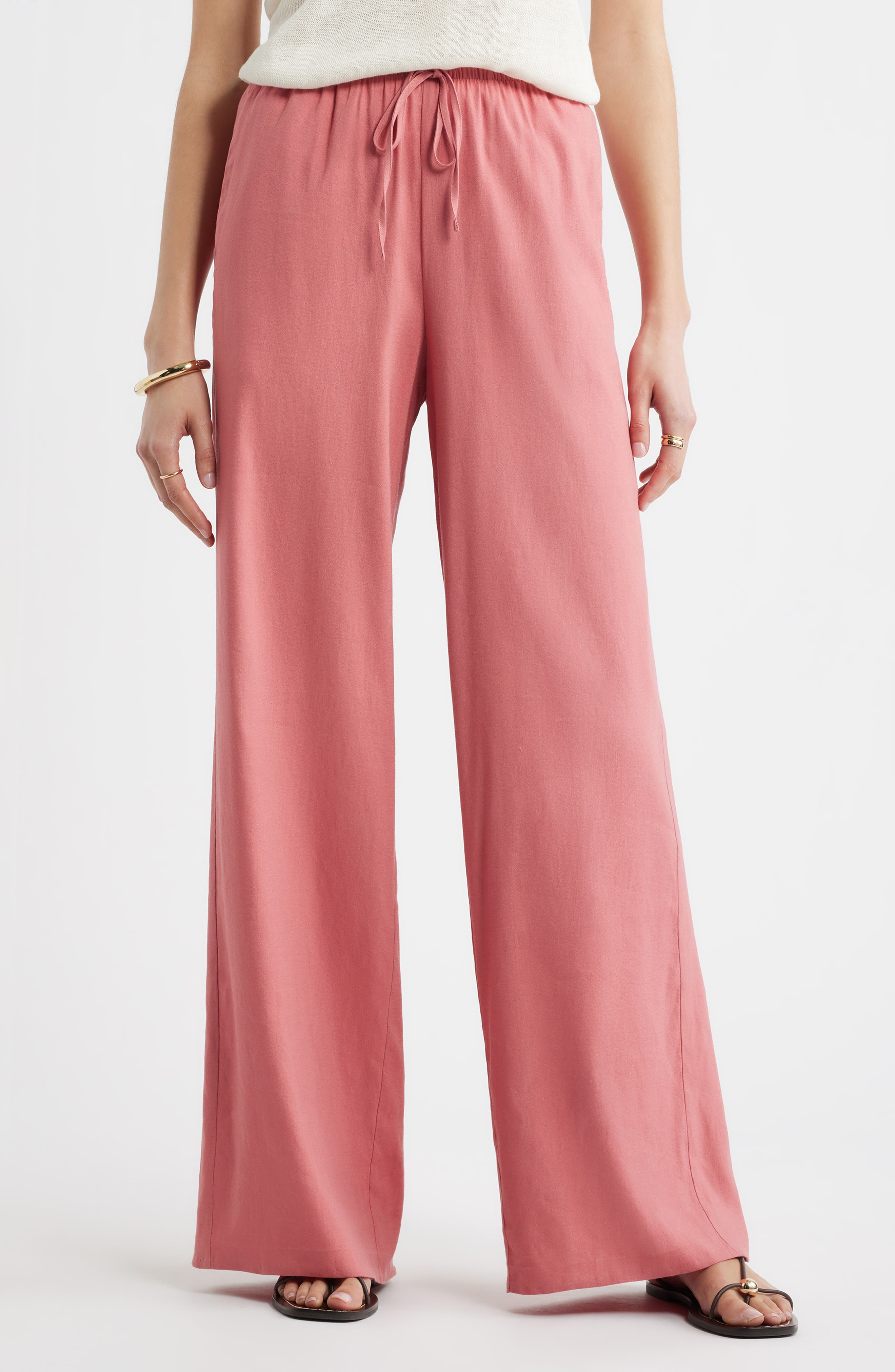 Linen Blend Drawstring Pants - image 3