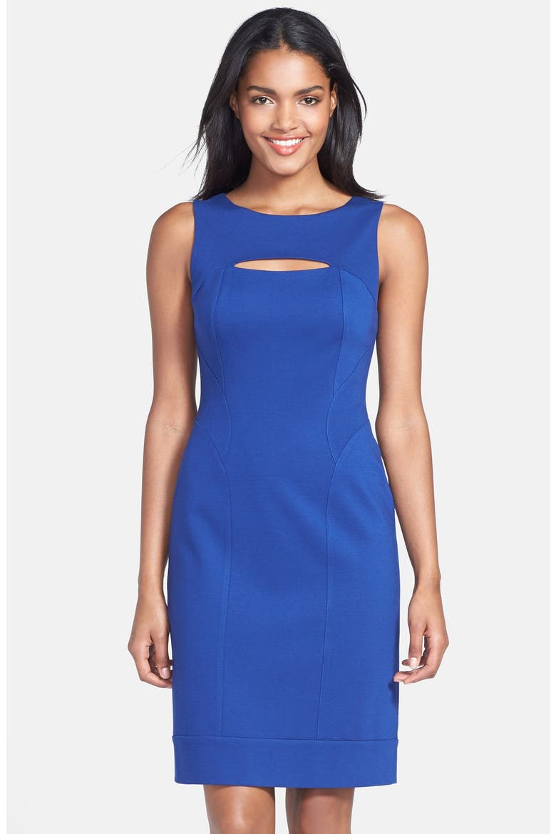 Cutout Ponte Sheath Dress, Main, color, COBALT