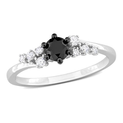 5/8ct t.w. Black & White Diamond Cluster Ring 14k