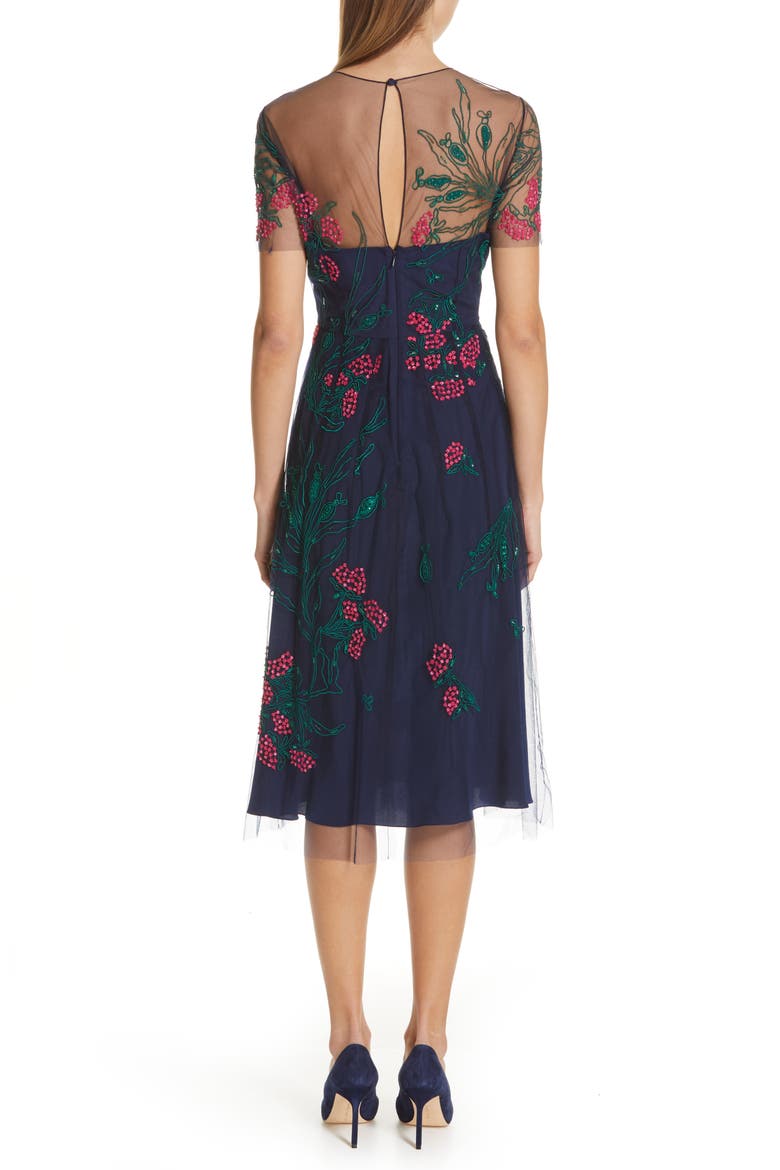 Floral Cocktail Dress, Alternate, color, MIDNIGHT