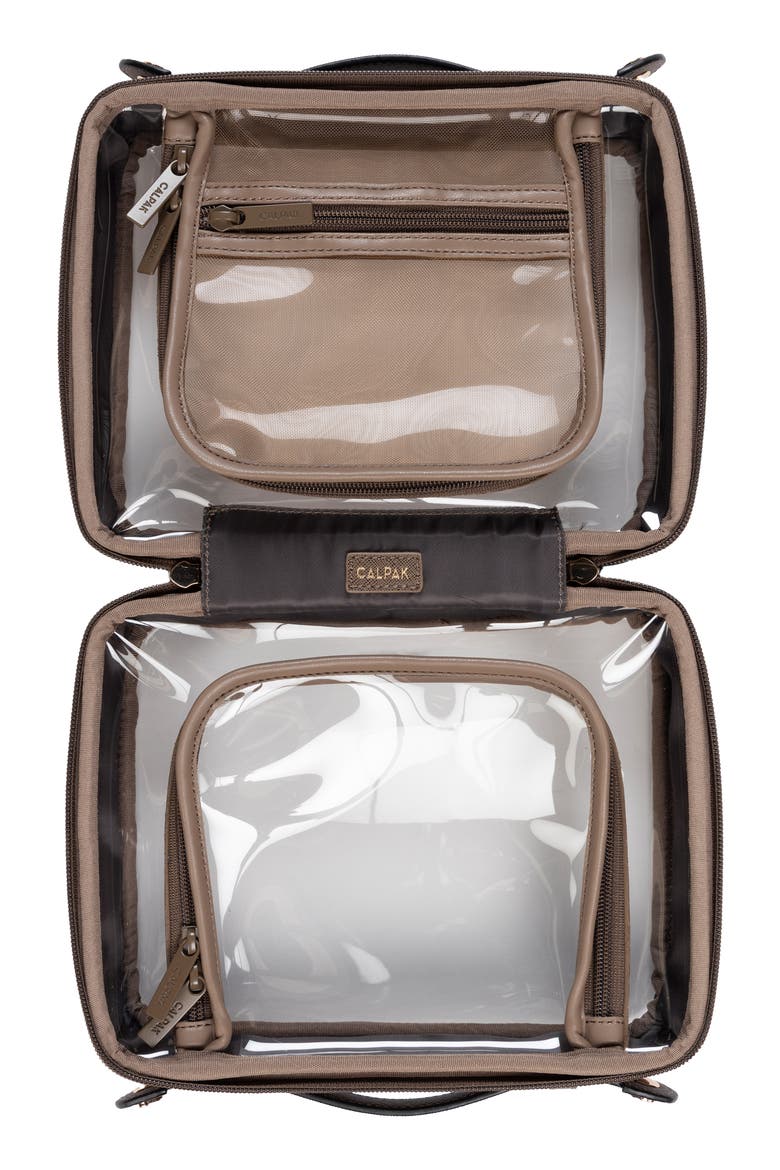 Medium Clear Cosmetics Case, Alternate, color, MOCHA