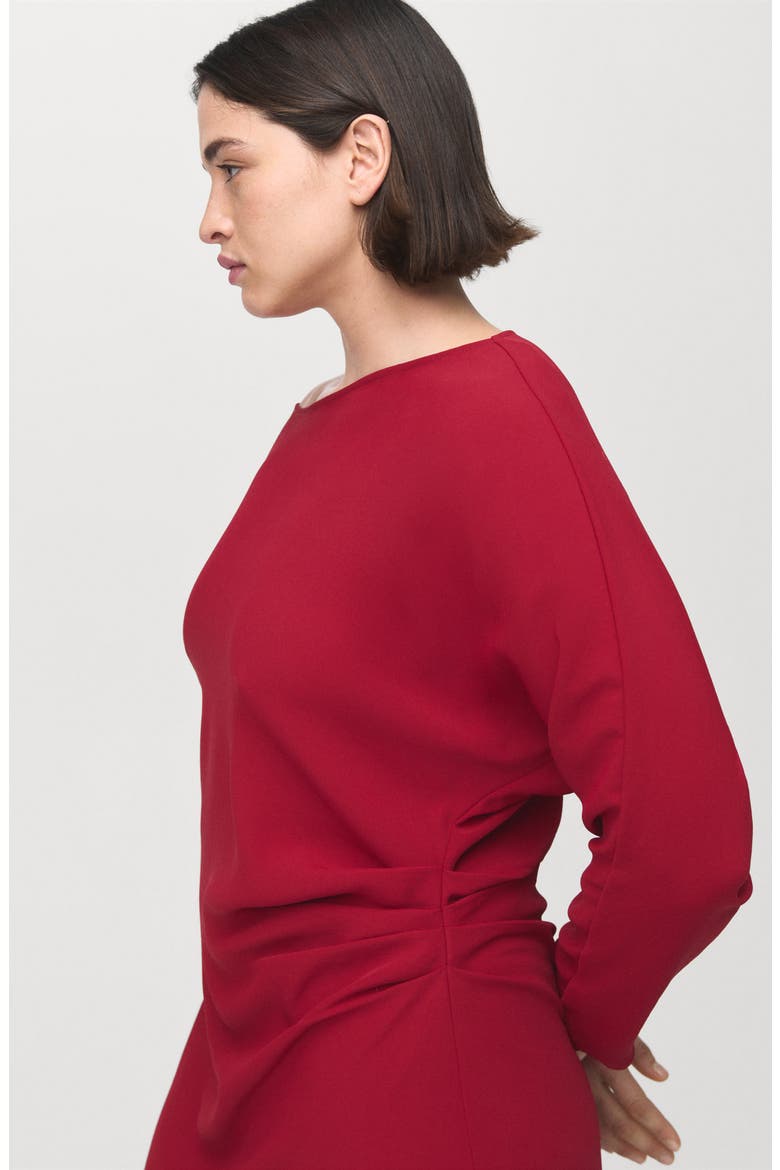 Side Ruched Long Sleeve Dress, Alternate, color, RED