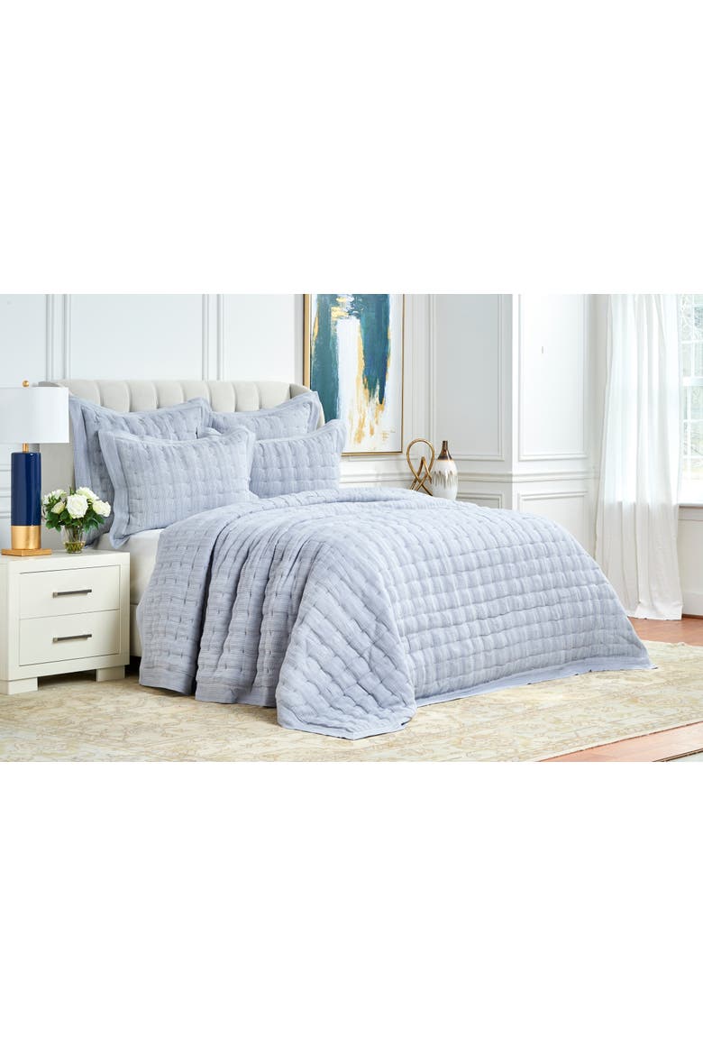 Danette Fog Light Blue 100% Cotton Standard Pillow Sham 20" x 26", Alternate, color, Blue