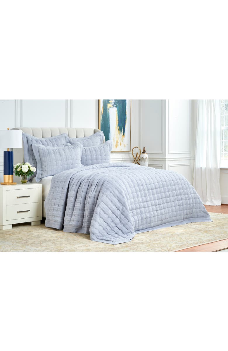 ELISABETH YORK Danette Fog Light Blue 100% Cotton Standard Pillow Sham 20" x 26", Alternate, color, Blue