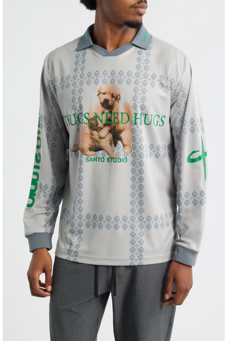 Thugs Need Hugs Graphic Club Jersey, Main, color, GREY
