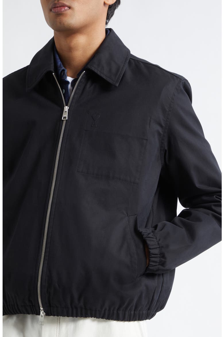 Embossed Logo Cotton Zip Jacket, Alternate, color, NOIR