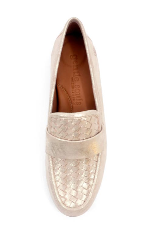 Gentle Souls By Kenneth Cole Crew Woven Leather Loafer In Gold Leather