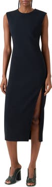Akris Sleeveless Zip Slit Wool Blend Sheath Dress